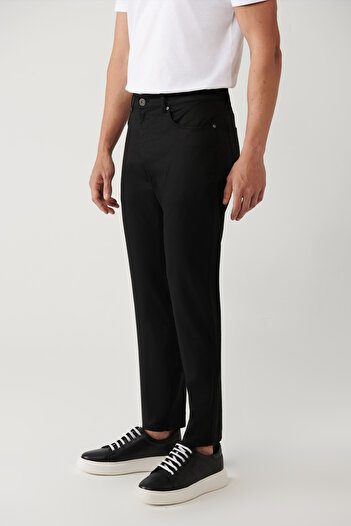Avva Erkek Siyah Soft Touch Pamuklu Slim Fit Pantolon B003038
