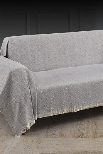 LADYNİL Γκρι 100% βαμβακερό περιτύλιγμα καναπέ - 180x300 cm