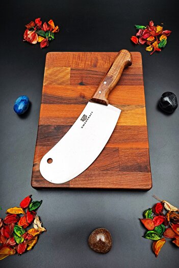 LAZBİSA Swencraft Ahşap Börek Soğan Pide Şef Bıçağı Mutfak Pide Börek Soğan Pizza Kesici Satır 31 Cm