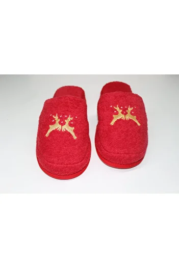 Ender Home Deer Embroidered Christmas Slippers Home Hotel Guest Thick Sole Slippers