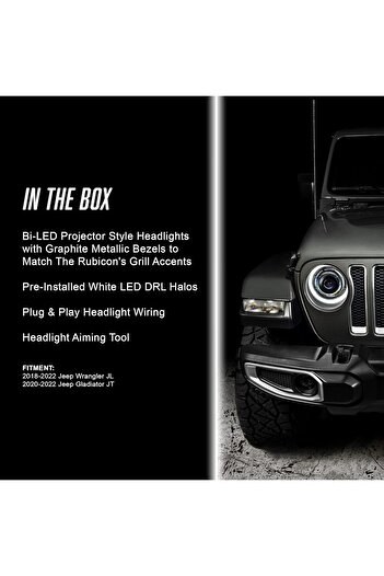 oracle Jeep Wrangler JL & Gladiator JT 18-24 Oculus Bi-LED Projector Headlights, Switchback, Matte Black