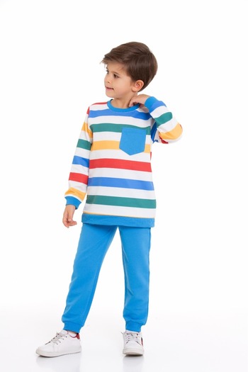 CiciTime Çocuk Modası Costum de sus și de jos pentru băiat, cu dungi și modele, pentru zi cu zi și școală