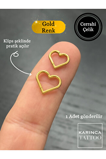 Karınca Piercing Premium Kalite Klipsli Kalp Piercing Tragus Forward Helix Kulak Dudak Septum Burun Daith Rook Snug