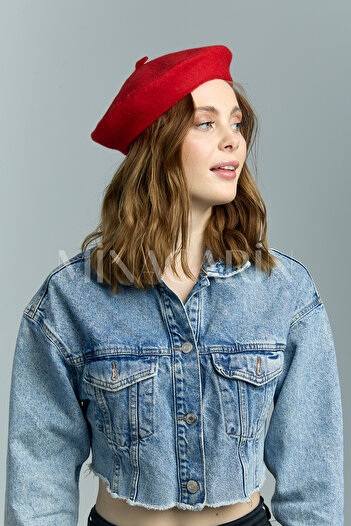 MinaCarin French Painter Australian Wool Felt Beret Red