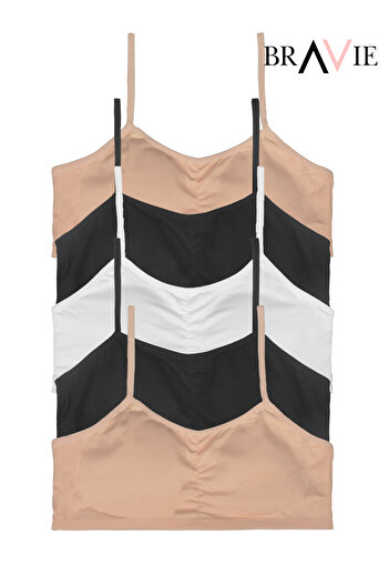 Bravie Girls' Cotton Bustier - Rope Strap, Soft Sponge, 5-Pack, 2Black-2Ten-White