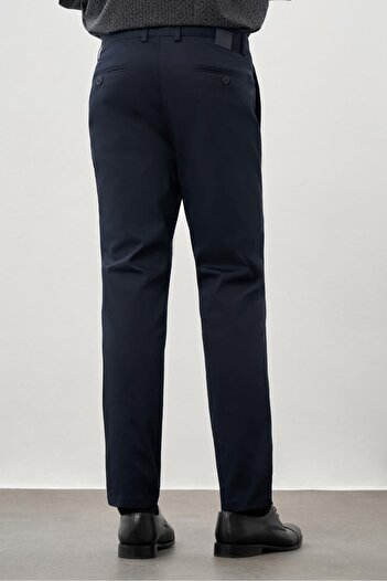 İmza Koyu Lacivert Pamuklu Yandan Cepli Casual Comfort Fit Chino Pantolon 1003245169