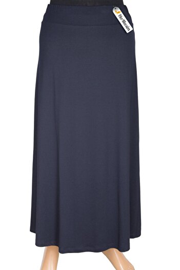 DULE Women's Aymoli Combed Cotton Flared Elastic Waist Lined Navy Blue Skirt