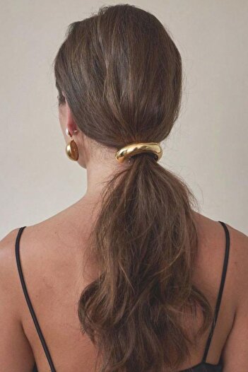 TAKIŞTIR Gold Color Thin Metal Detailed Rubber Buckle