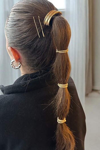 TAKIŞTIR Gold Color Metal Rubber Buckle and Wire Buckle Set