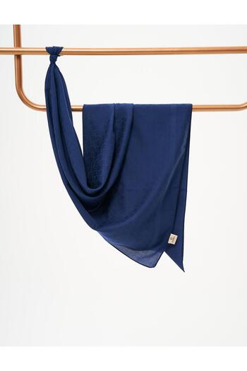 Kayra Βαμβακερό κασκόλ Navy Blue Monogram