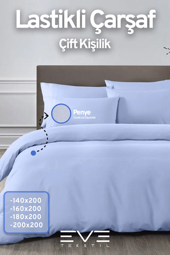 Eve Tekstil Fitted High Quality Combed Cotton Fabric Double Fitted Sheet
