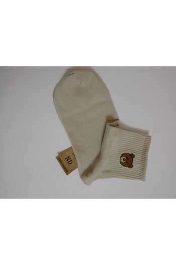 ENEFENDİ Cotton Fragrant Bear Socks Soft Patterned Seamless Bear Patterned Milk Brown Spaces Socks