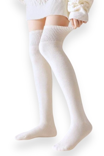 Nitesheys Winter Natural Wool Women's Ecru White Ultra Long Over-The-Knee Socks Leggings Boot Socks