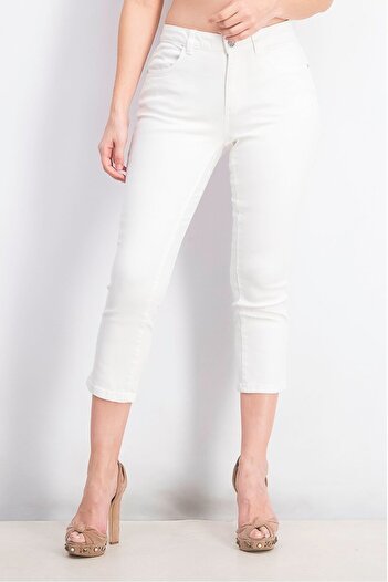 Tchibo Women Plain Straight Fit Stretchable Jeans, White