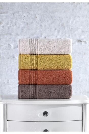 Cotton Box 4760-cb Набір рушників Plump 4 штуки з армуром V-2 (КОРАЛОВИЙ-ЖОВТИЙ-КАВОВИЙ-БЕЖ)