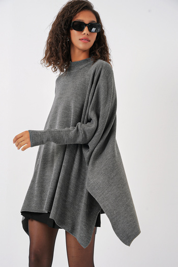 Bigdart 15783 Slit Poncho Πουλόβερ - A.Grey