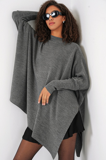 Bigdart 15783 Slit Poncho Πουλόβερ - A.Grey