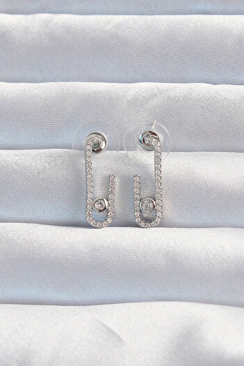 Skygo Silver Colored Zircon Cubic Zirconia Brass Half messica EarrinGs - TJ-BKP9177