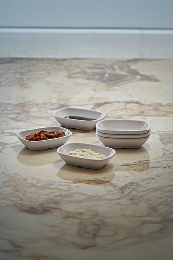 Lala Mutfak Gozde Mini Garnish Plate 6 Pieces (12X8 cm - Stylish and Durable)