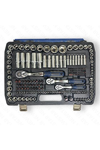 Newstar Tam Profesiyonel Germany 72 Diş Eğik Cırcır 218 Parça Lokma Takımı Oto Tamirci Tam Set 1/2-3/8-1/4