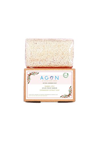 Agon Natural Pumpkin Fiber Strawberry Extract Soap - Handmade 120 Gr