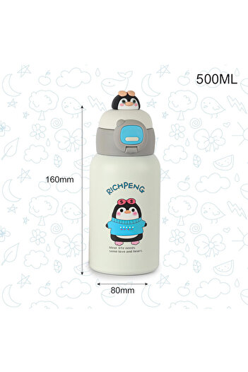CNSZ White Thermos Sporty with Double Layer and Straw - Hot and Cold Storage Flask