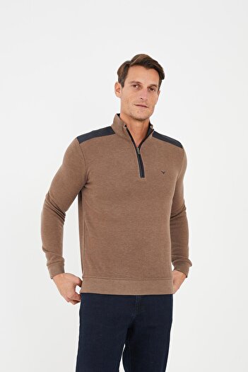 Maccali Ανδρικό φούτερ Streamline με μοτίβο ώμου Winter High Neck Mink