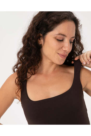 Ayma Active Καφέ Ecovero ™   Tank Top με σουτιέν στο εσωτερικό