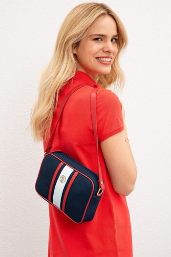 U.S. Polo Assn. Жіноча сумка-месенджер темно-синя-біло-червона Us8003 Ексклюзив онлайн