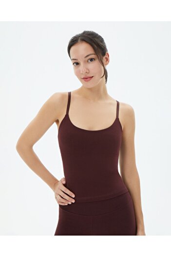Ayma Active Chestnut Women's Organic Cotton Slim Adjustable Strap Bra Tank Top