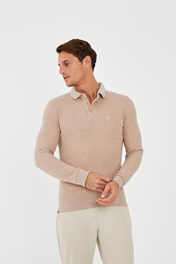 Maccali Ανδρικό μπλουζάκι Elite Comfort Basic Winter Cream Polo με λαιμόκοψη
