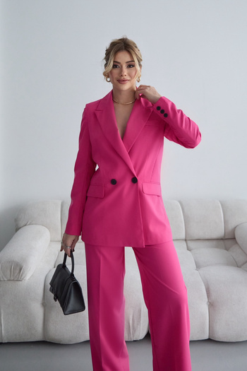 cn novembersun Women's Fuchsia Blazer Jacket Palazzo Pants Suit