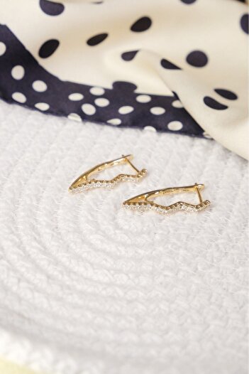 Lekka Design Zircon Stone Zigzag Non-Tarnish Luxury Women's Steel Earrings