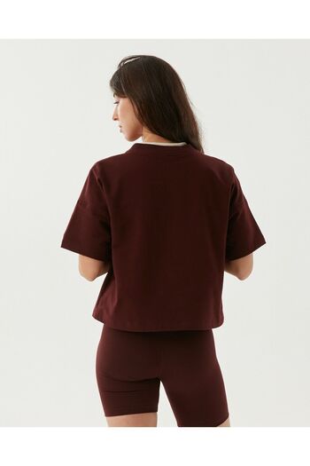 Ayma Active Chestnut Short Sleeve Crew Neck Thick Sweatshirt T-Shirt