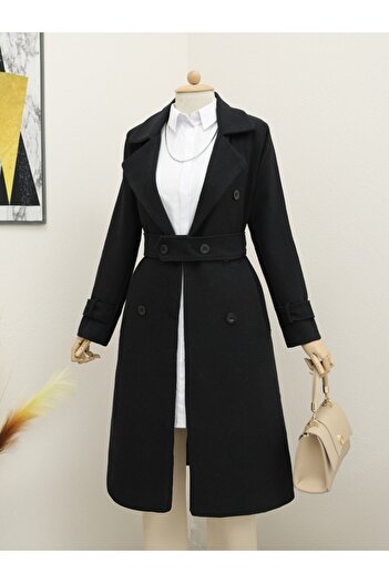 Modamorfo Black Bolero Coat - Belted and Lined