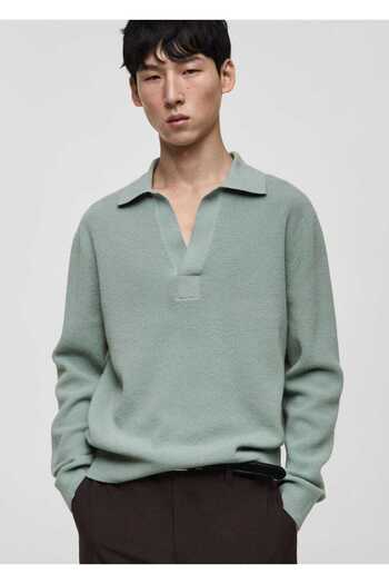 MANGO Man Wool Blend Knitwear Polo Sweater