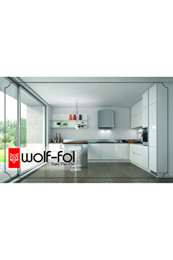wolf-fol Parlak Beyaz Yapışkanlı Folyo 60cmx3mt Lake Görünüm Kendinden Yapışkanlı Dolap Kaplama Folyosu