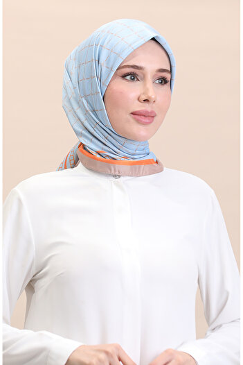 sefamerve Soft Cotton Scarf 19091-12 Mink Baby Blue