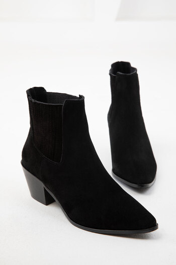 SOHO Genuine Suede Leather Black Women's Boots - 20147