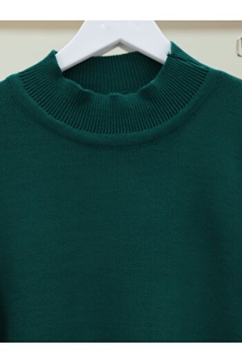Modamorfo Emerald Colored Denim Tassel Detailed Knitwear Set