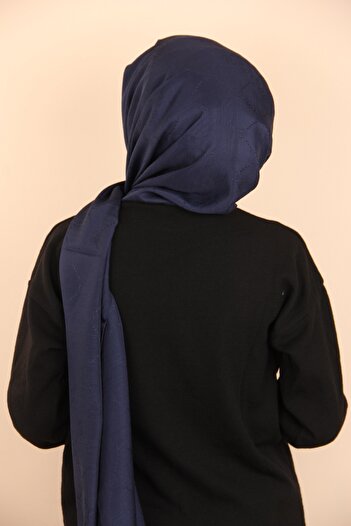 PİRAMİT LACİVERT Piramit Monogram Şal