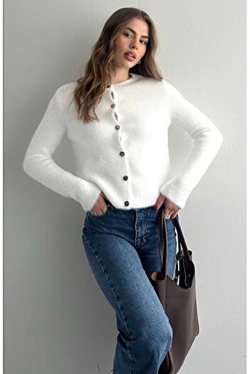 yeditepe fashion Stylish Soft Knitwear Jacket with Gold Buttons
