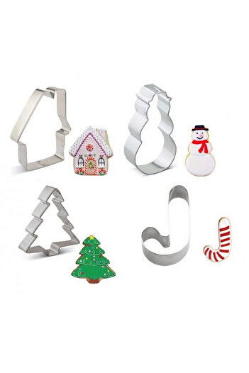 Nar kalıp Narkalıp Ev, Snowman Pine Tree Walking Stick Cookie Mold