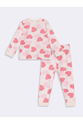 LC Waikiki Crew Neck Long Sleeve Printed Baby Girl Pajamas