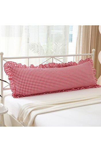 Erba kreasyon 50X135Cm Ruffle Decor Maternity Pillowcase - Gingham Long Pillow