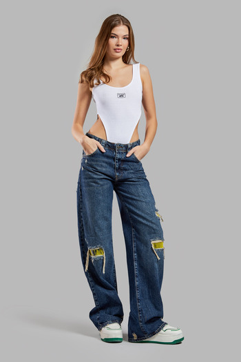 its basic Γυναικείο τζιν Χρώμα 10W48 Tailored Relax Fit Ethnic μοτίβο τζιν