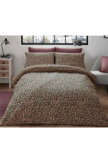 She&Co Double Elastic Duvet Cover Set-New Leopard (with 4 Pillow Covers)
