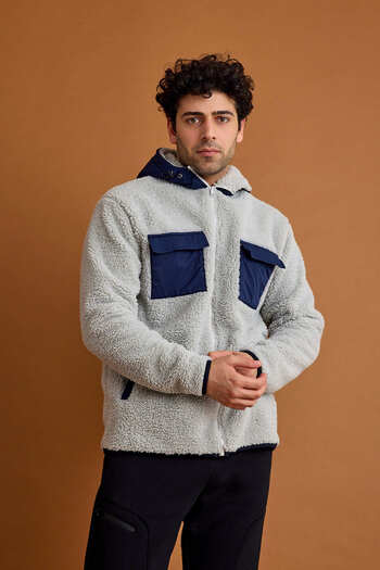 Scorp Men's Gray Plush Coat - Vortex Hooded