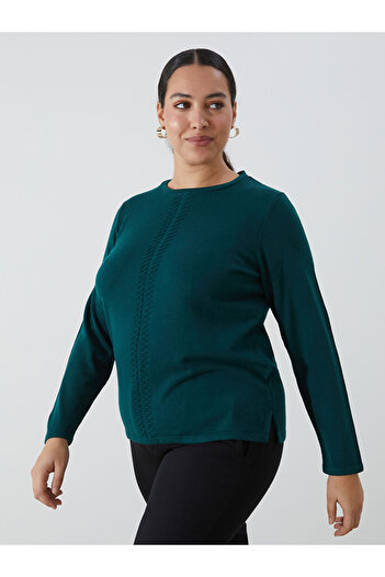 LC Waikiki Women's Crew Neck Textured Knitwear Sweater - W4Co19Z8