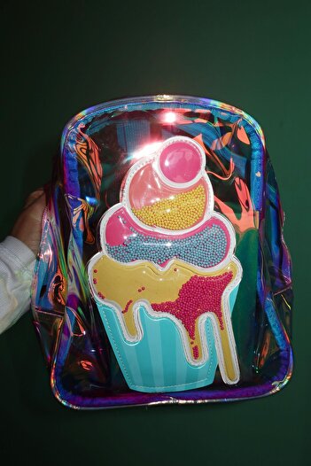 TAKIŞTIR Hologram Cupcake Figured Children's Backpack